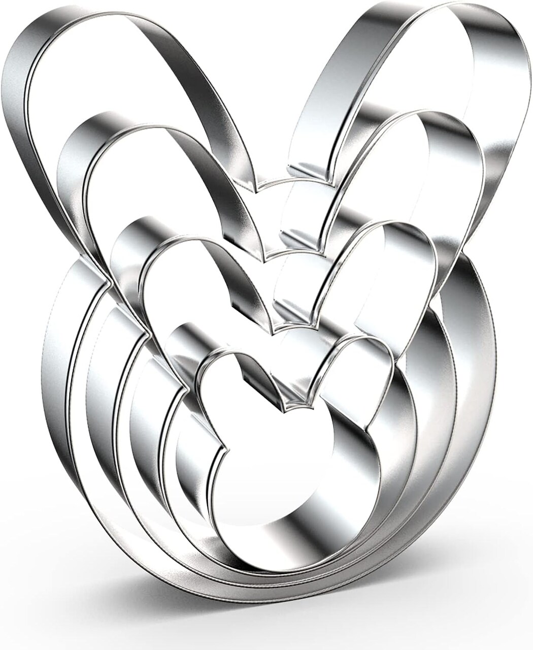 Large Easter Baking Bunny Cookie Cutter Set – 4 Piece Easter Rabbit Head Face Shaped Cookie Cutters (5", 4", 3", 2") – Stainless Steel